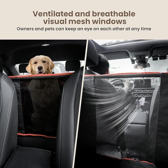 Heavy-Duty Dog Car Seat with Iron Frame & Mesh Windows (Large Size)