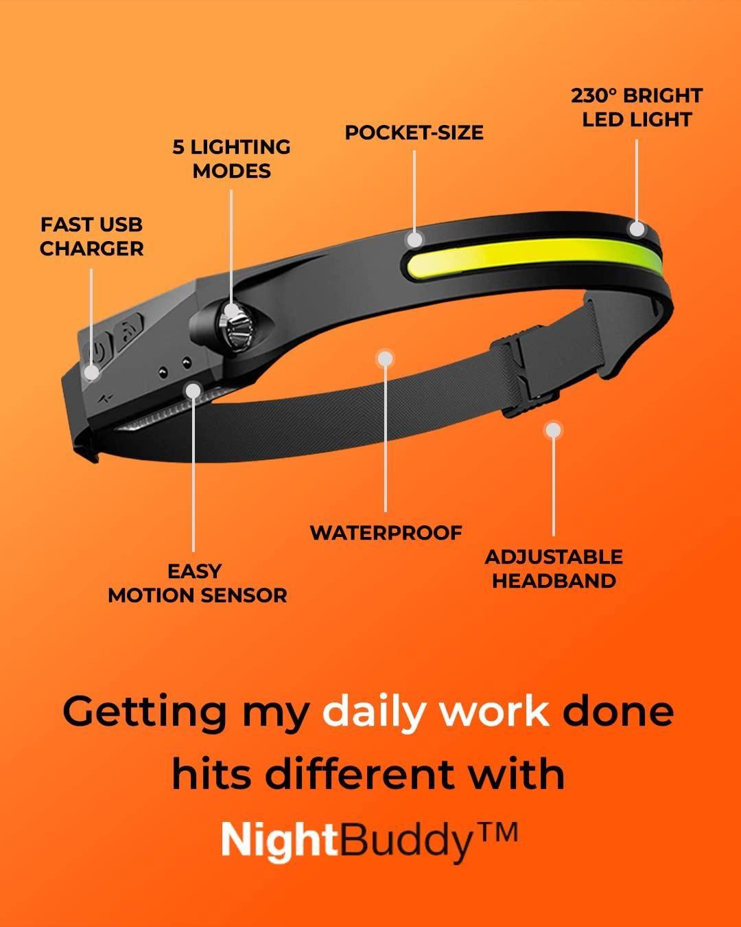 LED Headlamp for Camping | 230° Wide Beam | USB-C Rechargeable | 350 Lumens | Waterproof & Adjustable