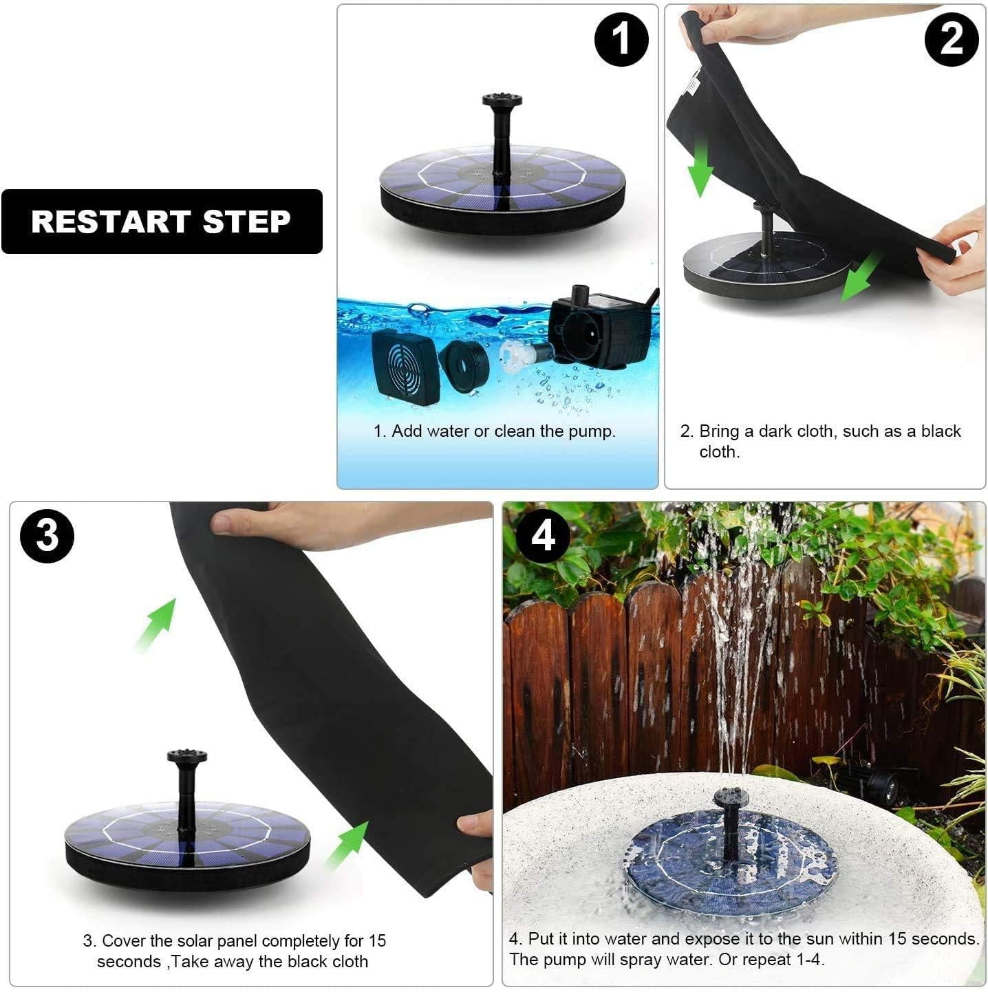 Solar Bloom Floating Fountain – 7V Solar Powered Water Pump for Garden, Pool & Patio (Black)