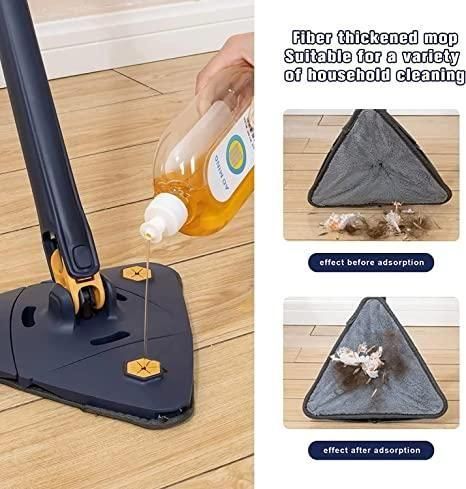 Blue Squeezing Triangle Cleaning Mop – 360° Deep Clean with Push-Pull Action