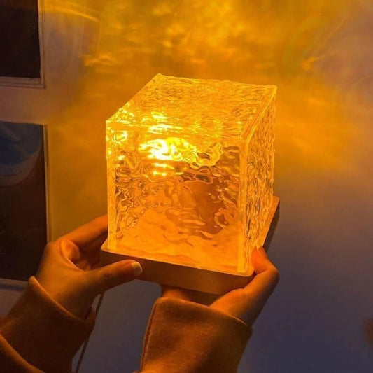 Rotating Water Ripple Night Light Aura Lamp (8 × 8 × 8 cm)