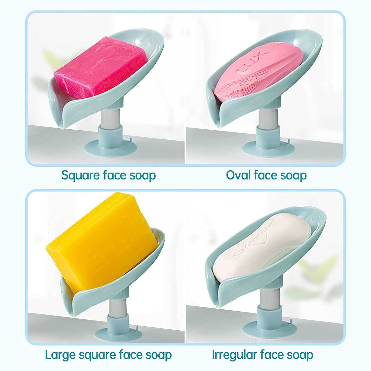 Leaf-Shaped Self-Draining Soap Holder with Suction Cup (Pack of 2)
