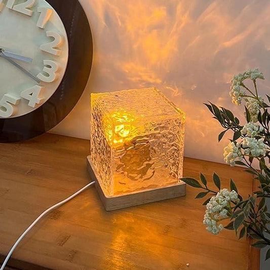 Rotating Water Ripple Night Light Aura Lamp (8 × 8 × 8 cm)