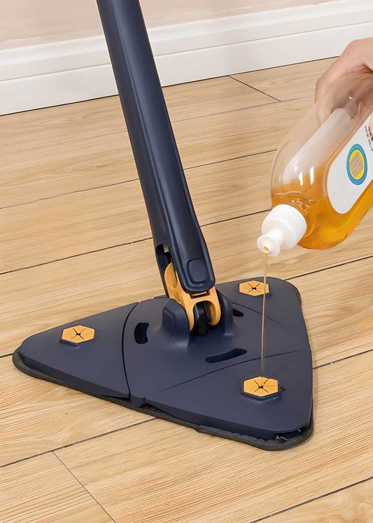 Blue Squeezing Triangle Cleaning Mop – 360° Deep Clean with Push-Pull Action