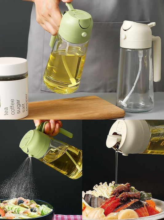 Oil Up Your Kitchen Game – 500ml 2-in-1 Sprayer & Pour Dispenser