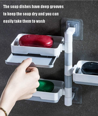 Soap Dish Holder – 3-Layer Wall Mounted with Rotating Trays