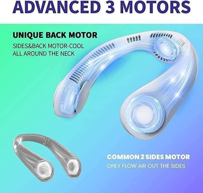 Portable Bladeless Hanging Rechargeable Neck Fan – Hands-Free, 360° Airflow, Ultra-Quiet