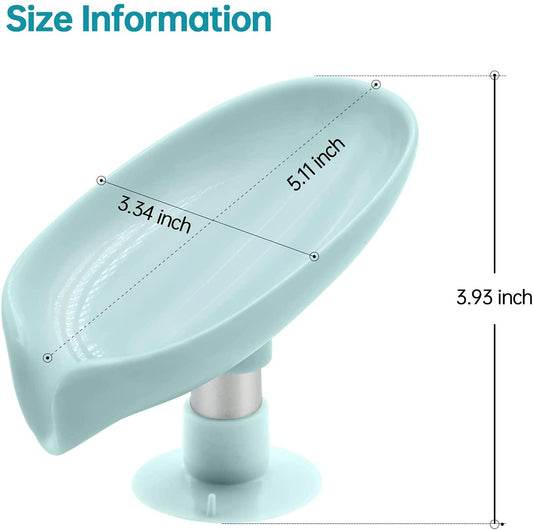 Leaf-Shaped Self-Draining Soap Holder with Suction Cup (Pack of 2)
