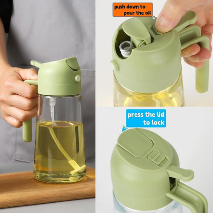 Oil Up Your Kitchen Game – 500ml 2-in-1 Sprayer & Pour Dispenser