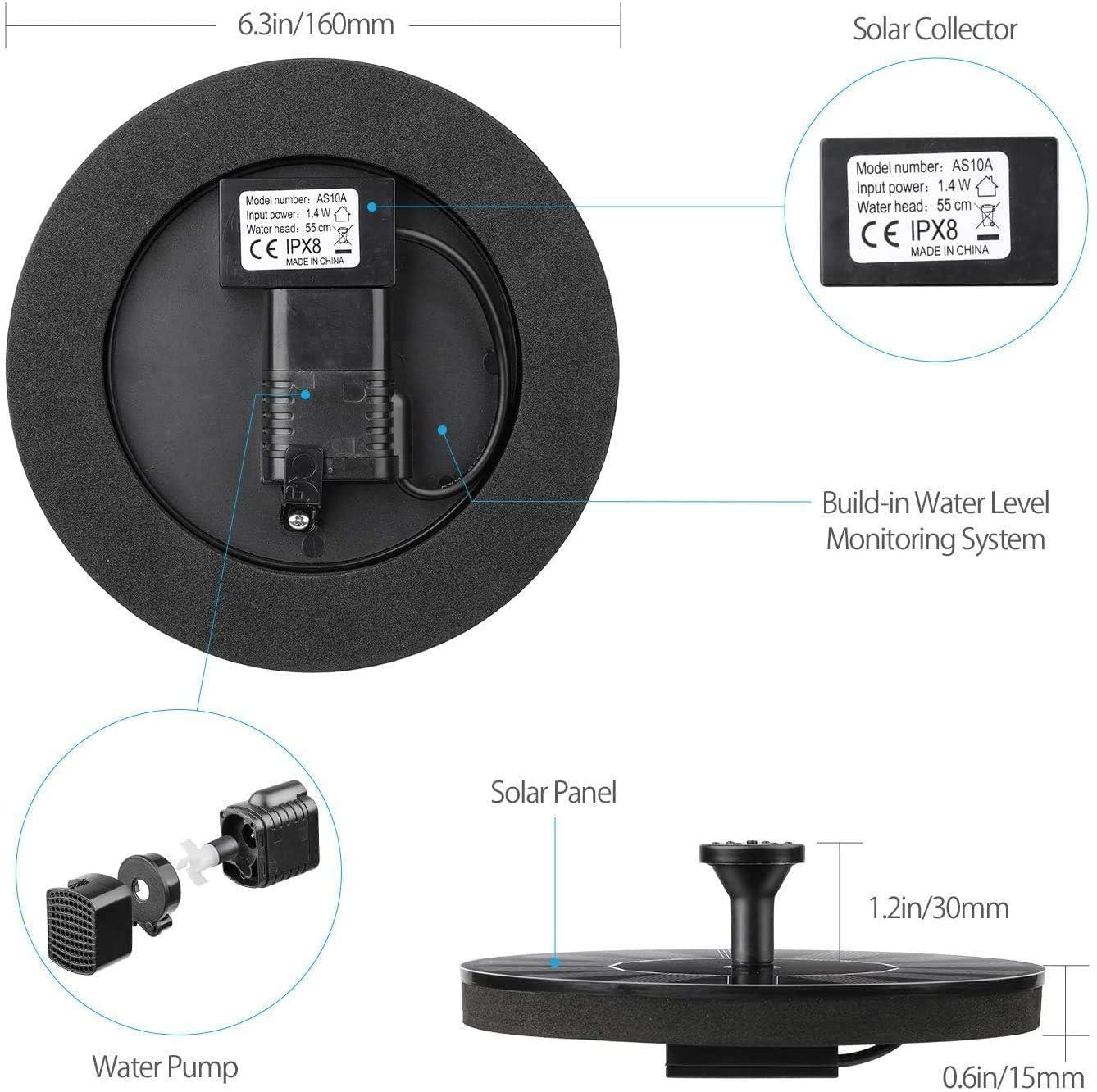 Solar Bloom Floating Fountain – 7V Solar Powered Water Pump for Garden, Pool & Patio (Black)
