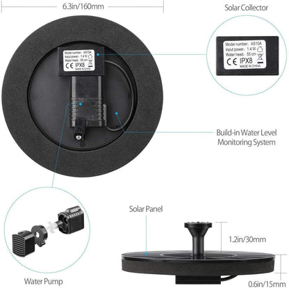 Solar Bloom Floating Fountain – 7V Solar Powered Water Pump for Garden, Pool & Patio (Black)