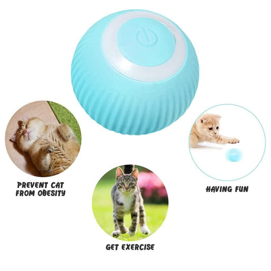 Rotating Cat Toy Ball, Interactive Cat Toys Rechargeable Rotating Ball with Smart LED 360