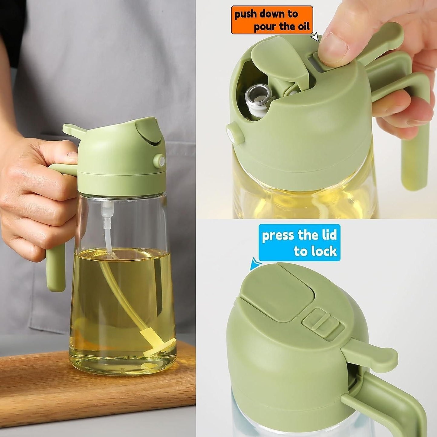 Oil Up Your Kitchen Game – 500ml 2-in-1 Sprayer & Pour Dispenser