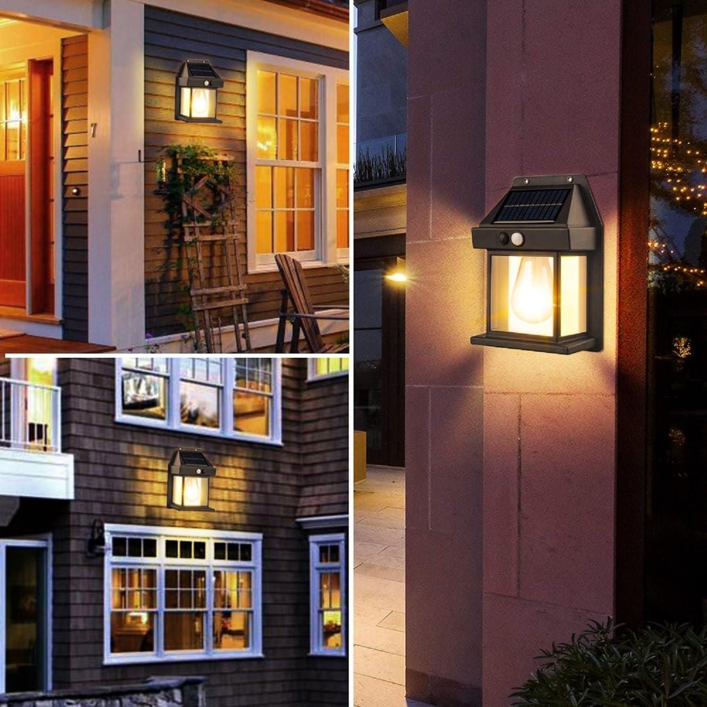 Solar Wall Light Outdoor | Dusk-to-Dawn Motion Sensor | Wire-Free Installation | Warm Vintage Glow