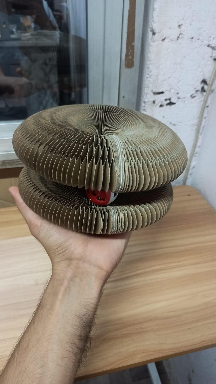 Foldable Cat Scratching Donut | Paper Corrugated Play Tunnel with Jingle Ball