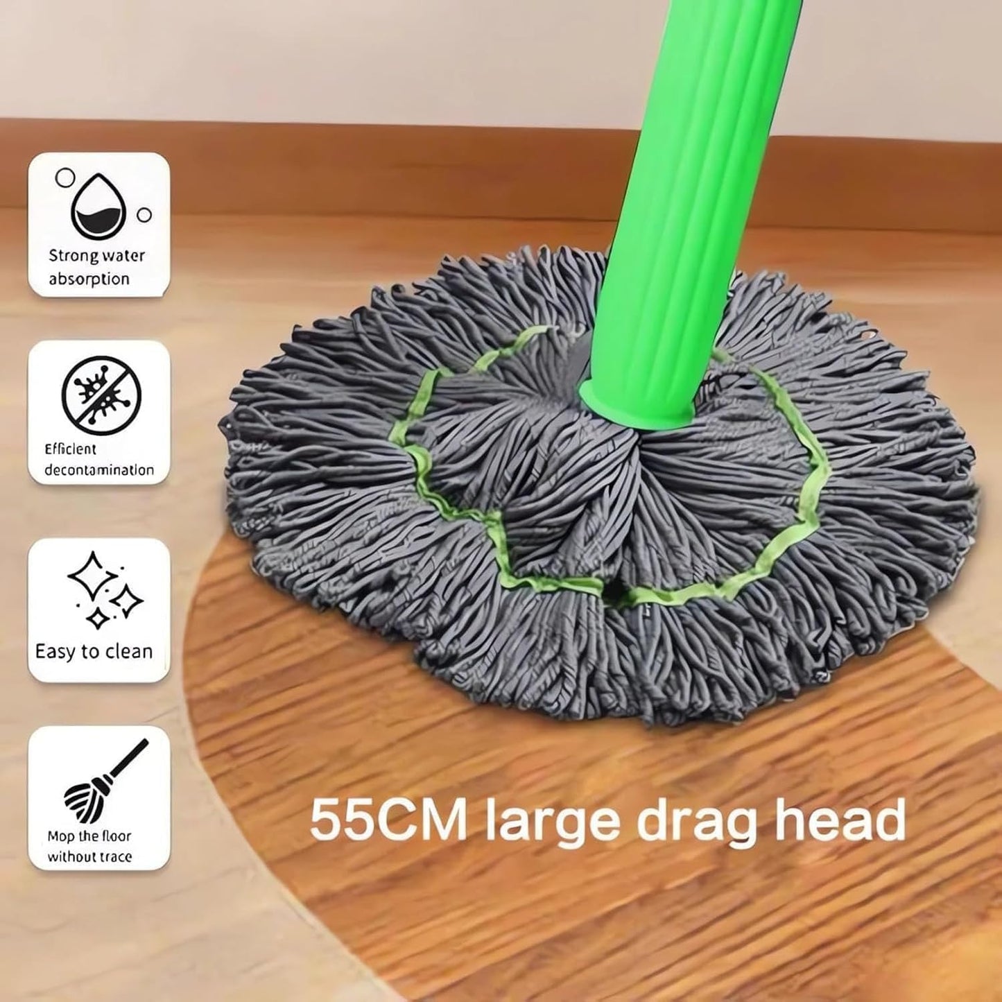 Self-Twist Rotating Microfiber Mop — Easy Self-Wringing Floor Cleaner