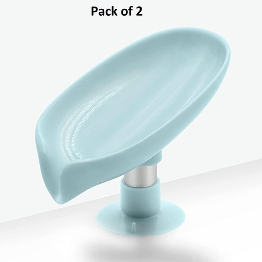 Leaf-Shaped Self-Draining Soap Holder with Suction Cup (Pack of 2)