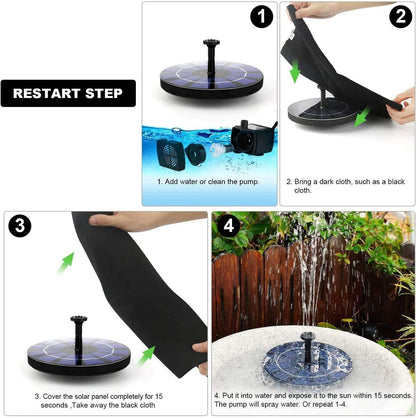 Solar Bloom Floating Fountain – 7V Solar Powered Water Pump for Garden, Pool & Patio (Black)