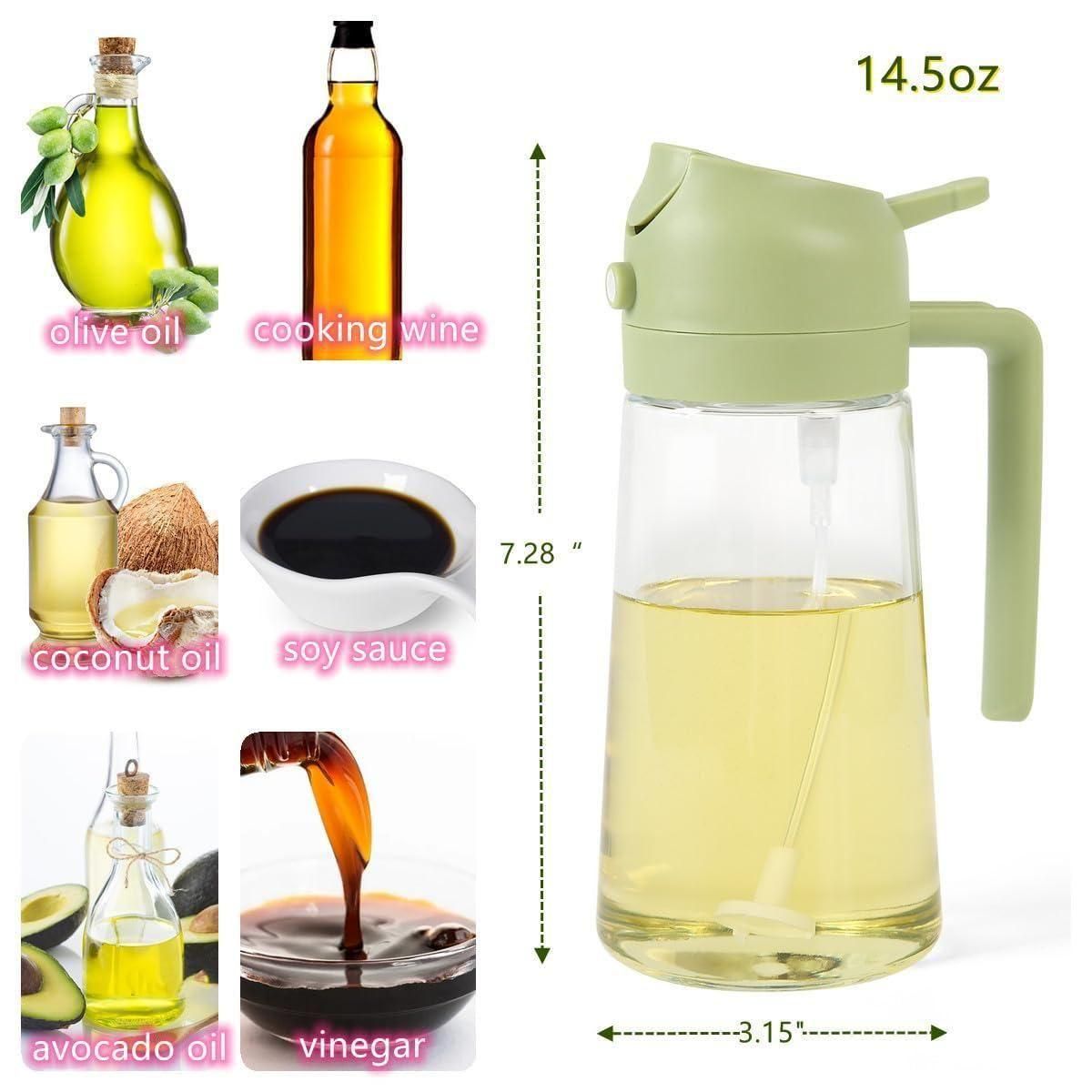 Oil Up Your Kitchen Game – 500ml 2-in-1 Sprayer & Pour Dispenser