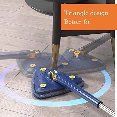 Blue Squeezing Triangle Cleaning Mop – 360° Deep Clean with Push-Pull Action
