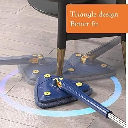 Blue Squeezing Triangle Cleaning Mop – 360° Deep Clean with Push-Pull Action