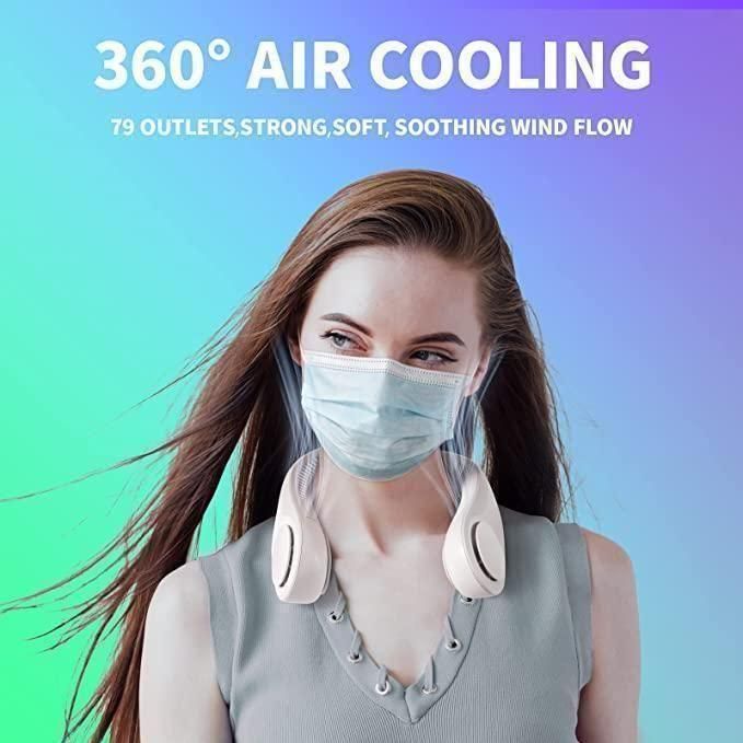 Portable Bladeless Hanging Rechargeable Neck Fan – Hands-Free, 360° Airflow, Ultra-Quiet