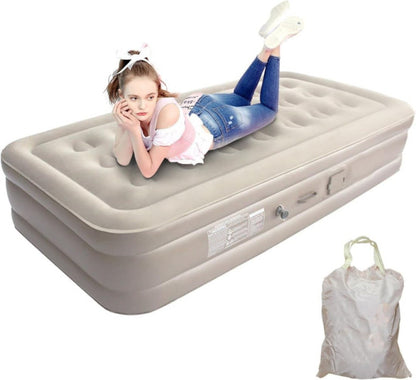 Premium Single Air Inflatable Mattress with Built-In Pump – Luxury Comfort, Fast Inflation, Travel-Ready Design