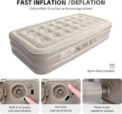 Premium Single Air Inflatable Mattress with Built-In Pump – Luxury Comfort, Fast Inflation, Travel-Ready Design