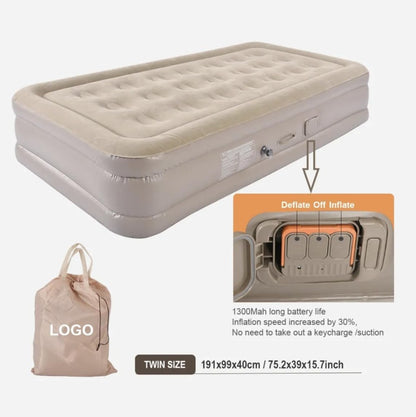 Premium Single Air Inflatable Mattress with Built-In Pump – Luxury Comfort, Fast Inflation, Travel-Ready Design