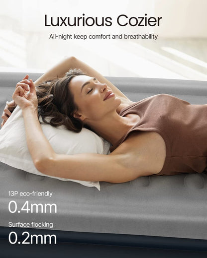 Premium Single Air Inflatable Mattress with Built-In Pump – Luxury Comfort, Fast Inflation, Travel-Ready Design